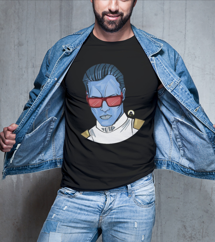 Starwarstheory Admiral Attitude Blue Character With Red Sunglasses T-Shirt