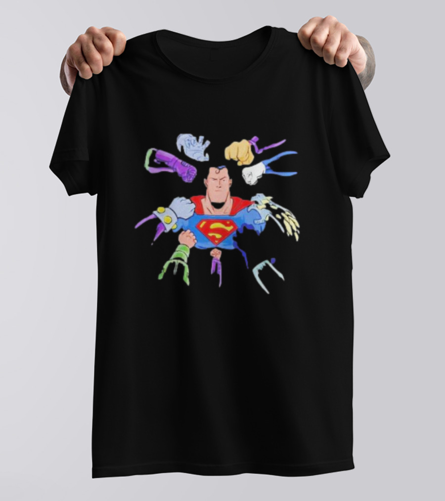 Superman Battling Multiple Foes With Iconic Super Strength T-Shirt