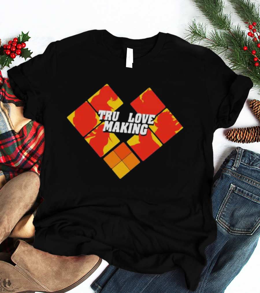 TRU LOVE MAKING Red And Yellow Geometric Heart T-Shirt