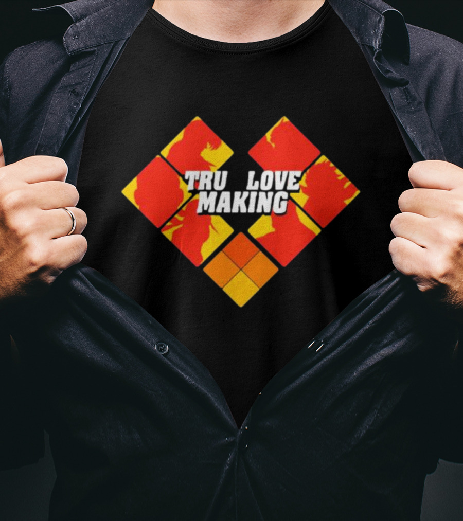 TRU LOVE MAKING Red And Yellow Geometric Heart T-Shirt