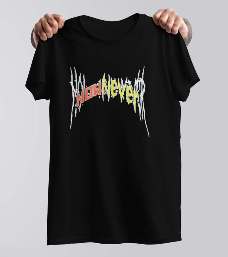 Xplr Now Never Band Text In Stylized Distorted Font T-Shirt