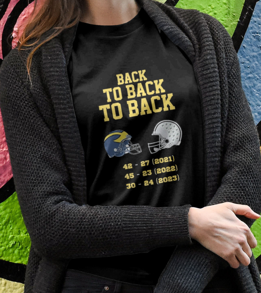 Back To Back To Back Funny Michigan Wolverines Football Free Jim Harbaugh Game T-Shirt