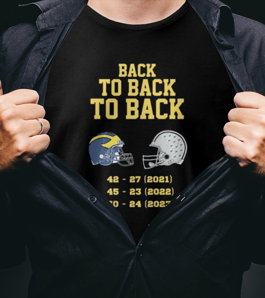 Back To Back To Back Funny Michigan Wolverines Football Free Jim Harbaugh Game T-Shirt