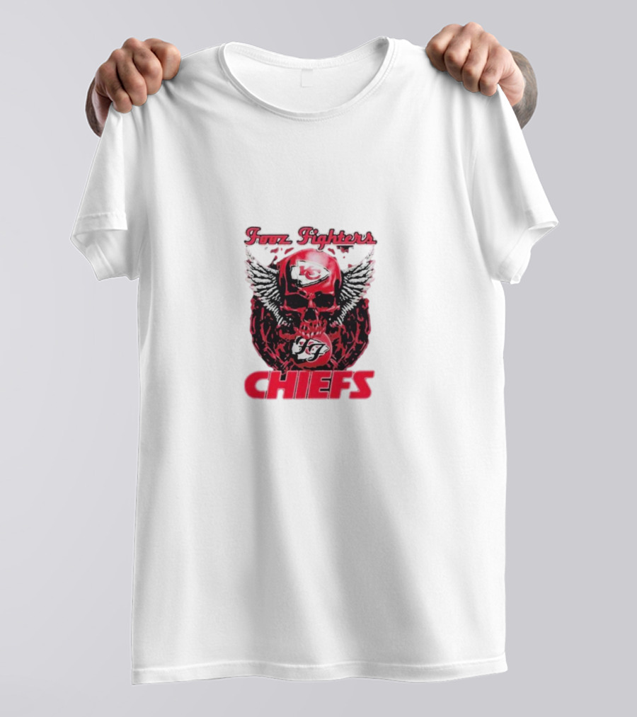 Fooz Fighters Kansas City Chiefs Skull Wings T-Shirt