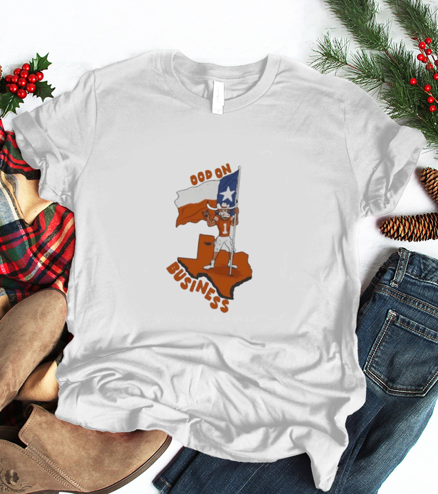 Texas Longhorn Stood On Business Texas Flag Football Player T-Shirt