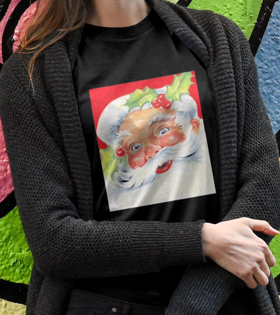 Christmas Jolly Santa Claus Holly Berries Festive Cheer T-Shirt