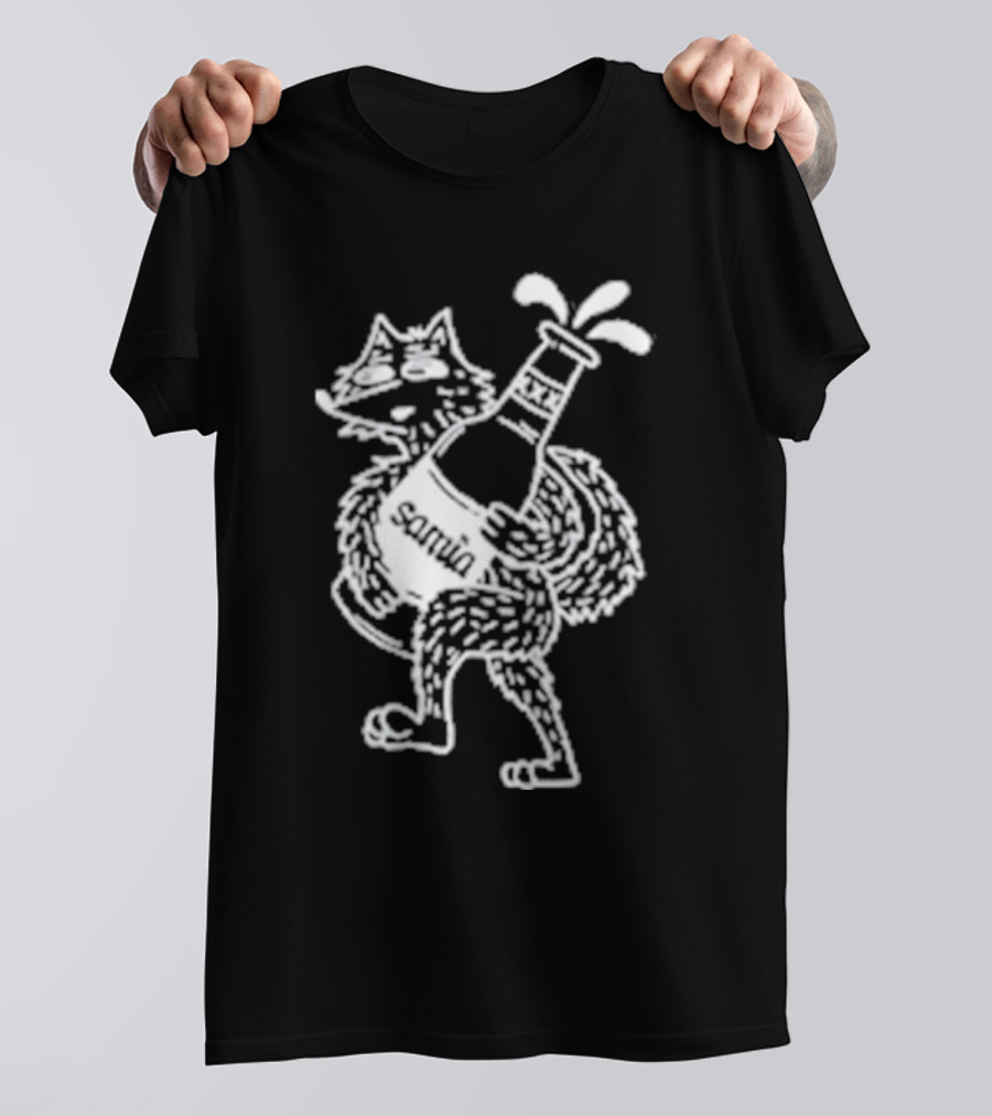 Drunk Wolf Sanmig Beer Bottle Character T-Shirt