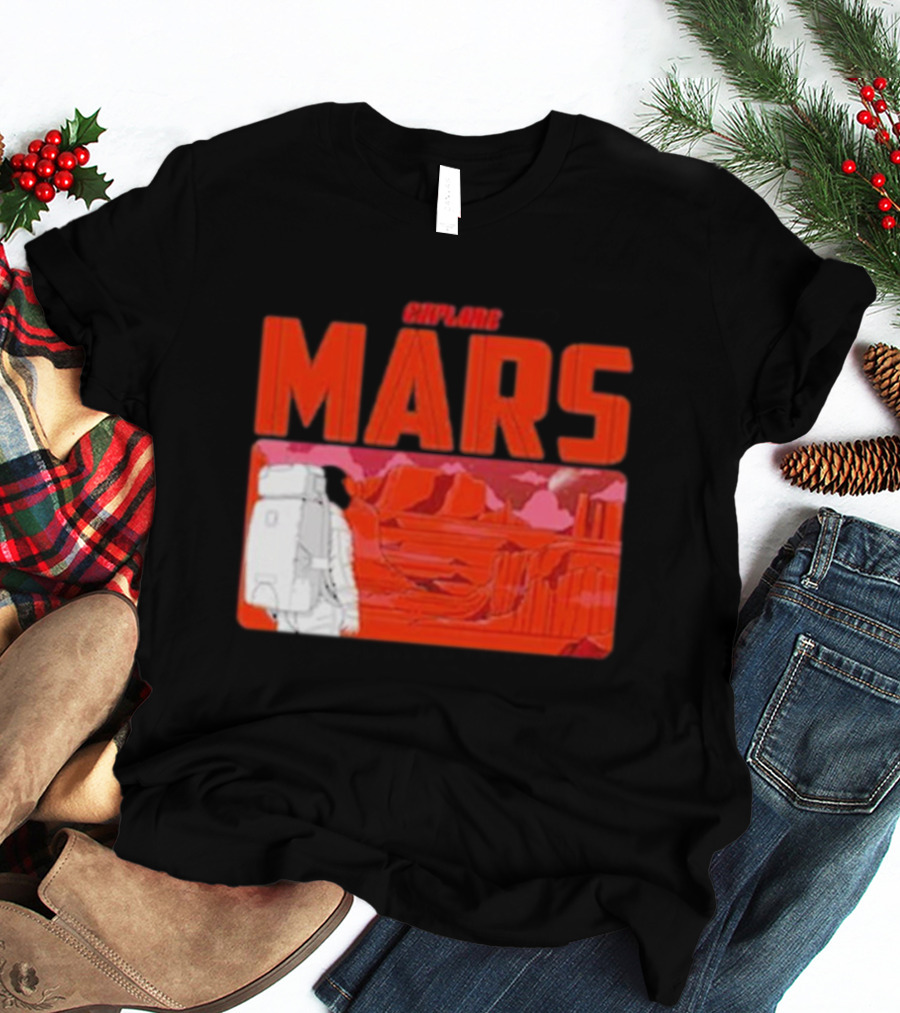 Explore Mars Astronaut Adventure Red Landscape T-Shirt