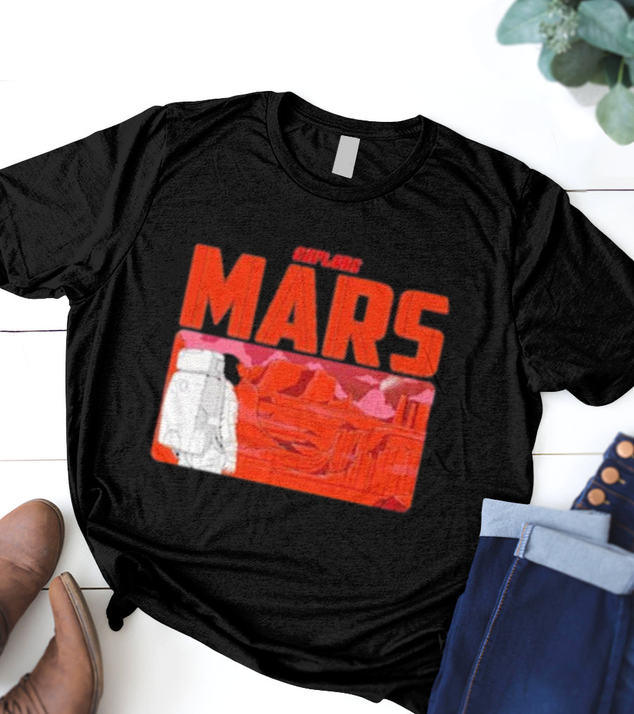 Explore Mars Astronaut Adventure Red Landscape T-Shirt