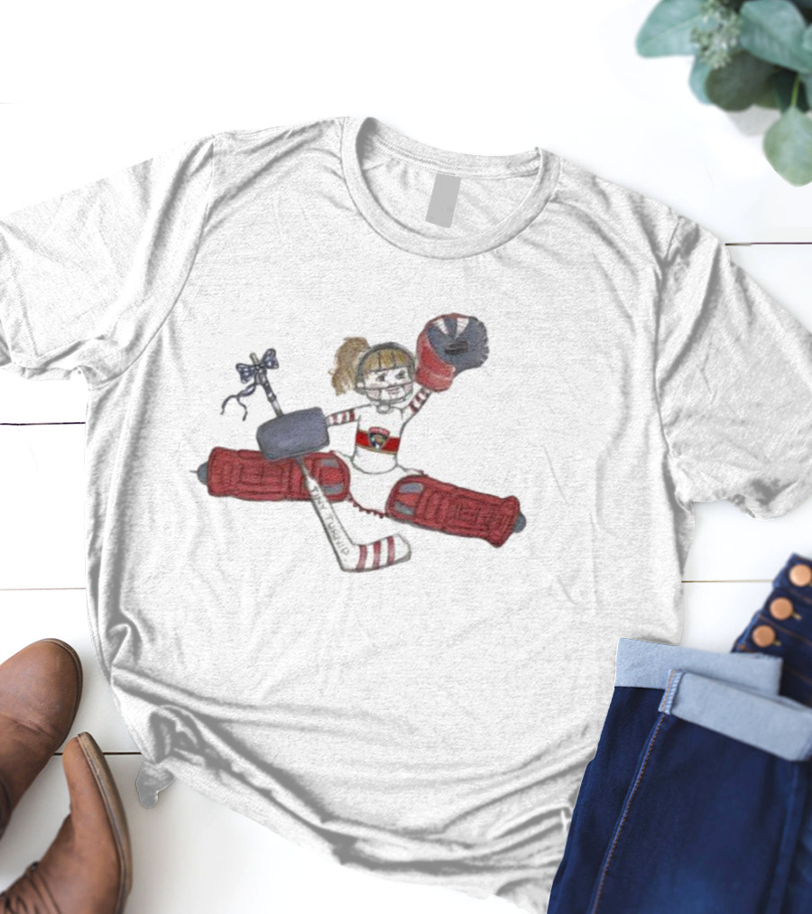 Florida Panthers Toddler Girls Goalielocks Hockey Goalie Character In Red Pads T-Shirt