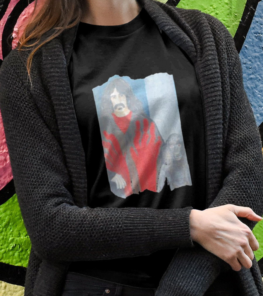 Jackey Neyman Jones Frank Zappa The Master Mashup With Red Hand Prints T-Shirt