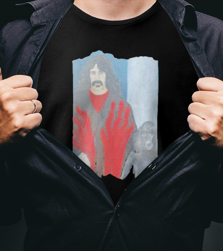 Jackey Neyman Jones Frank Zappa The Master Mashup With Red Hand Prints T-Shirt