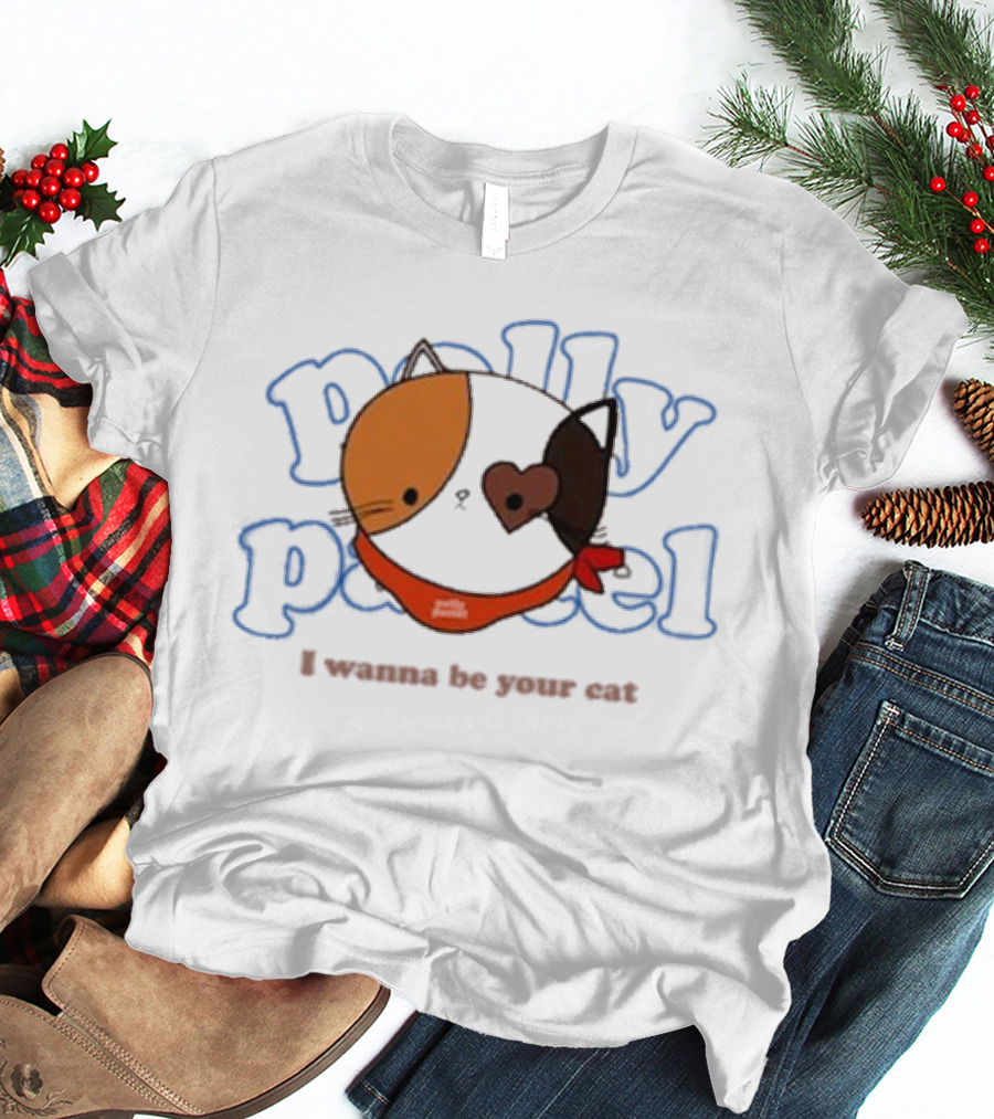 Polly Pastel I Wanna Be Your Cat With Heart-Eyed Kitten Wearing Bandana T-Shirt