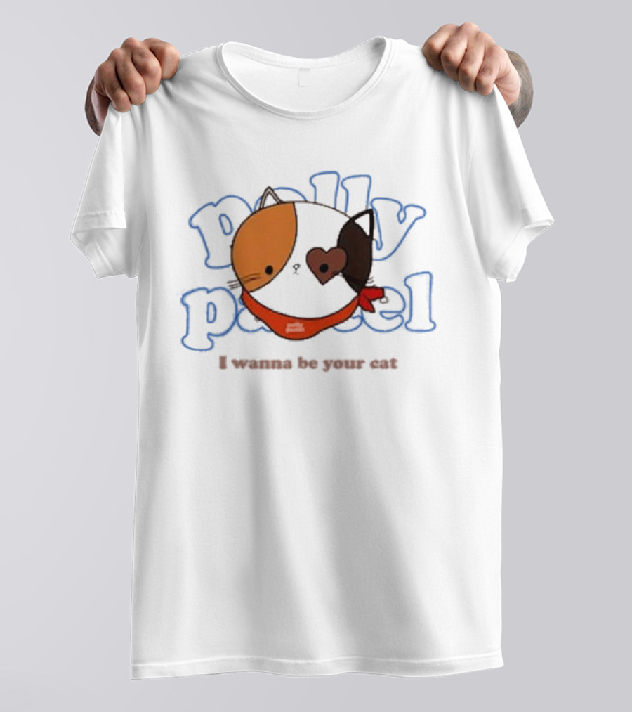 Polly Pastel I Wanna Be Your Cat With Heart-Eyed Kitten Wearing Bandana T-Shirt