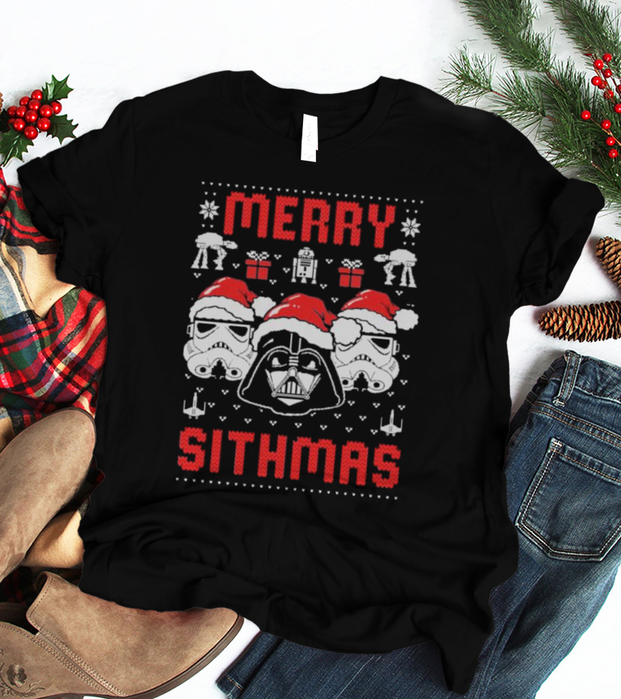 Merry Sithmas Star Wars Darth Vader Stormtrooper Santa Robot Holiday T-Shirt