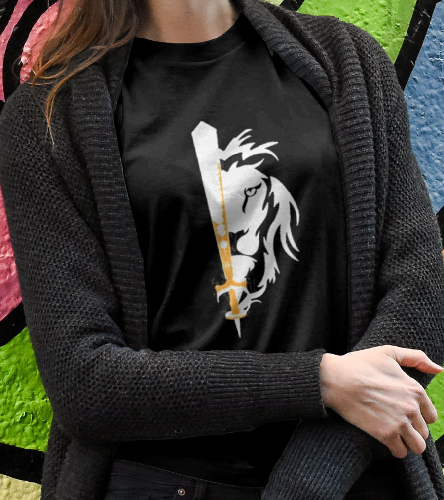 Real Sikh Lion And Sword Blackout Gold T-Shirt