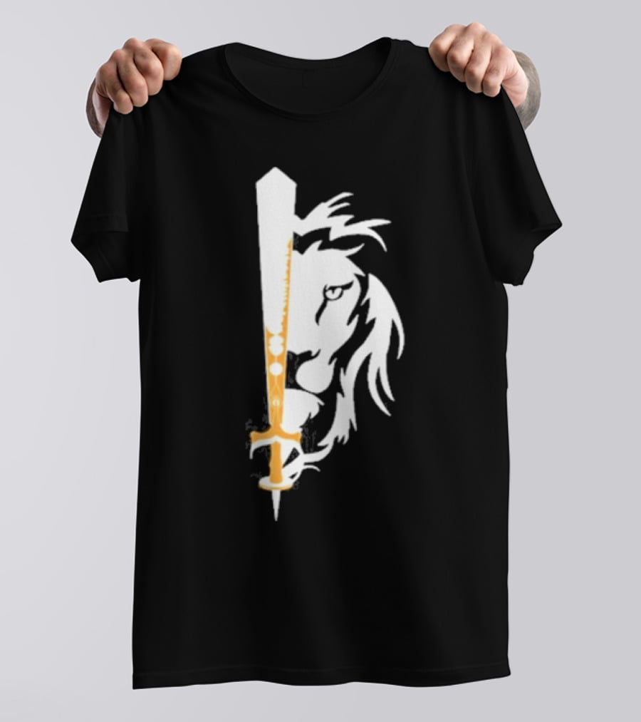Real Sikh Lion And Sword Blackout Gold T-Shirt