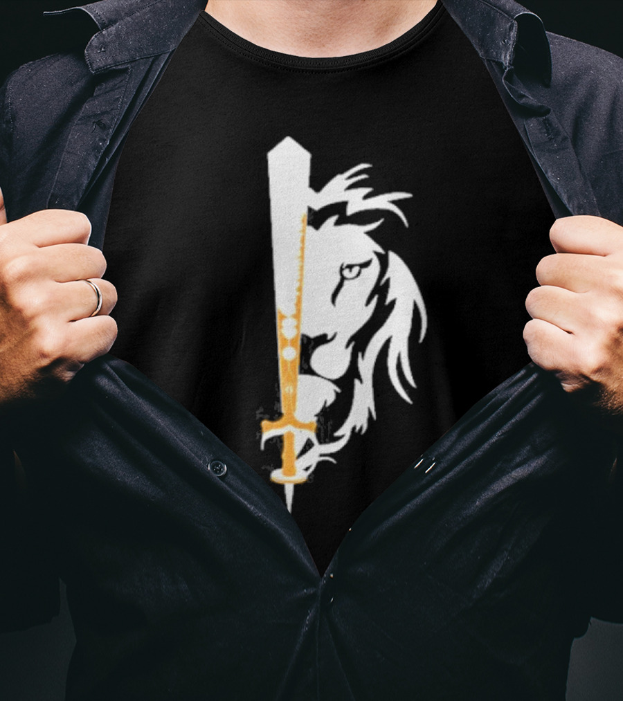 Real Sikh Lion And Sword Blackout Gold T-Shirt