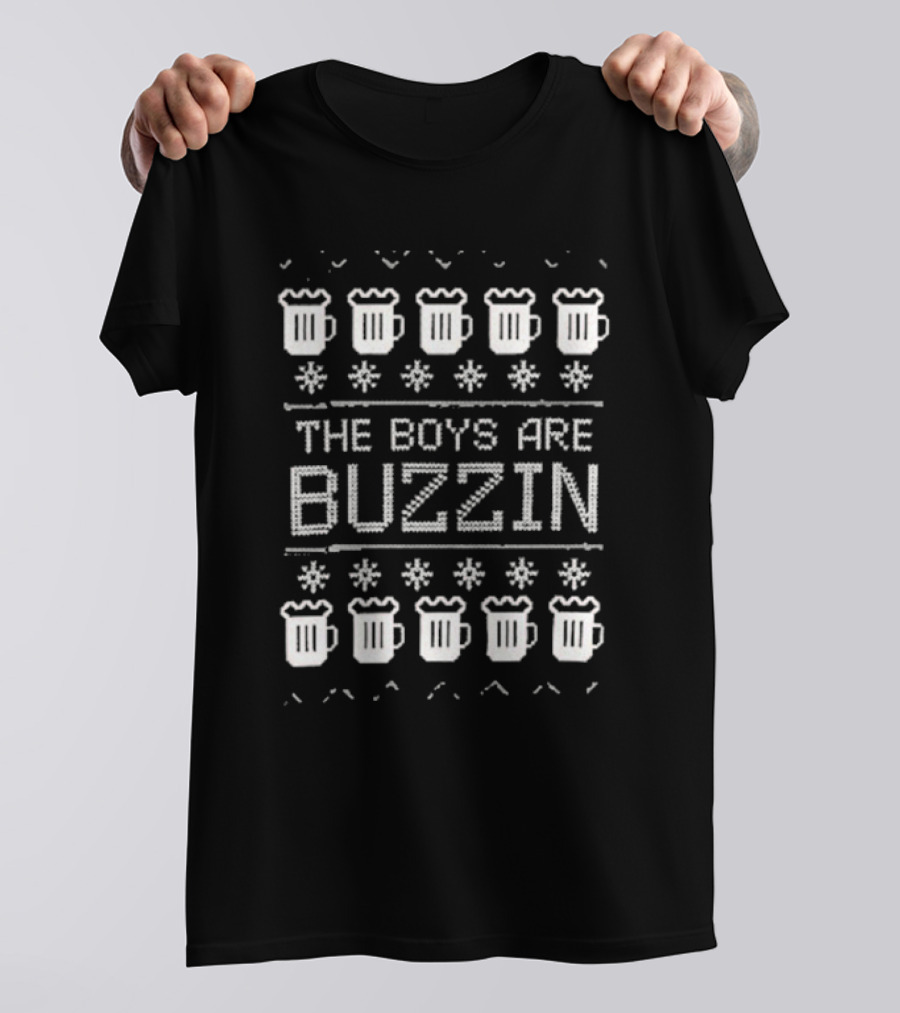 The Boys Are Buzzin Beer Mugs Christmas Snowflakes T-Shirt
