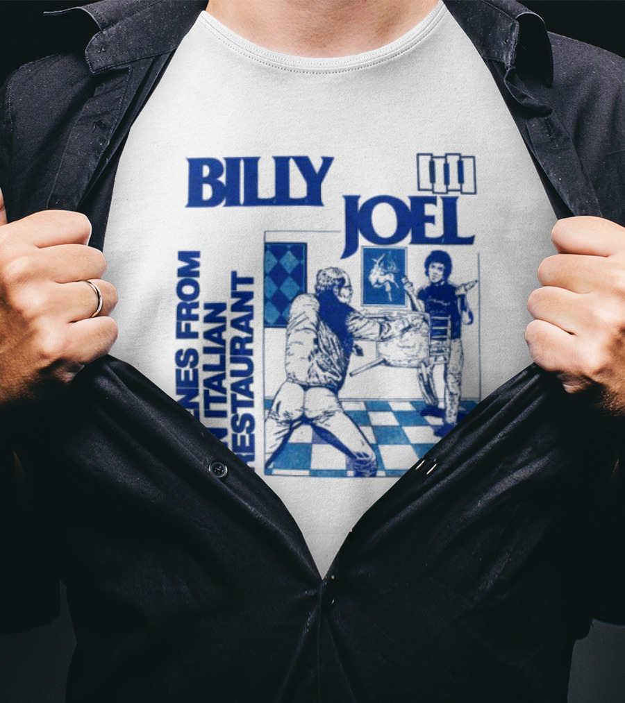 Billy Joel Scenes From An Italian Restaurant Italian Dining Chessboard Floor T-Shirt