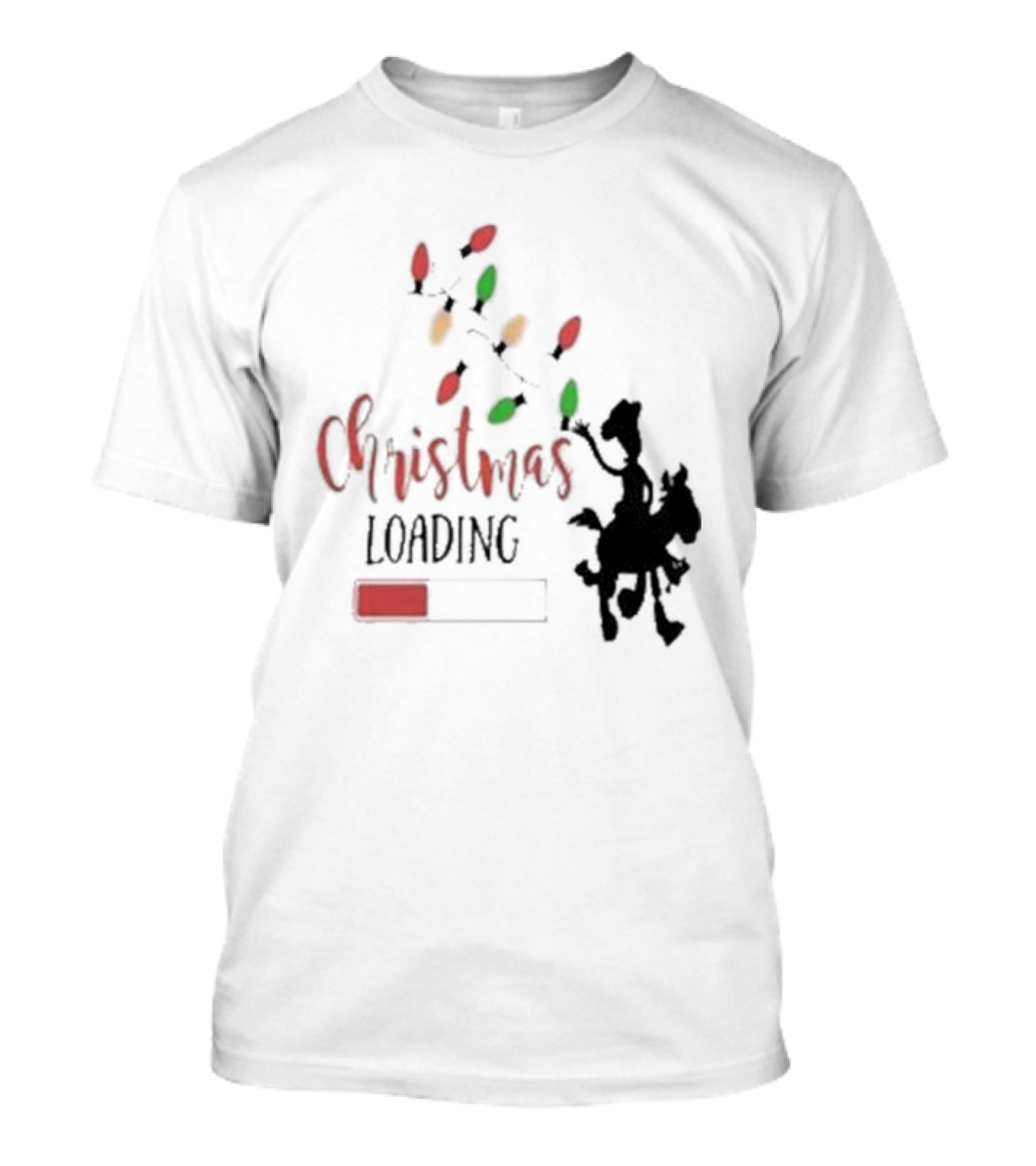 Christmas Loading Cowboy Silhouette With Festive Lights T-Shirt