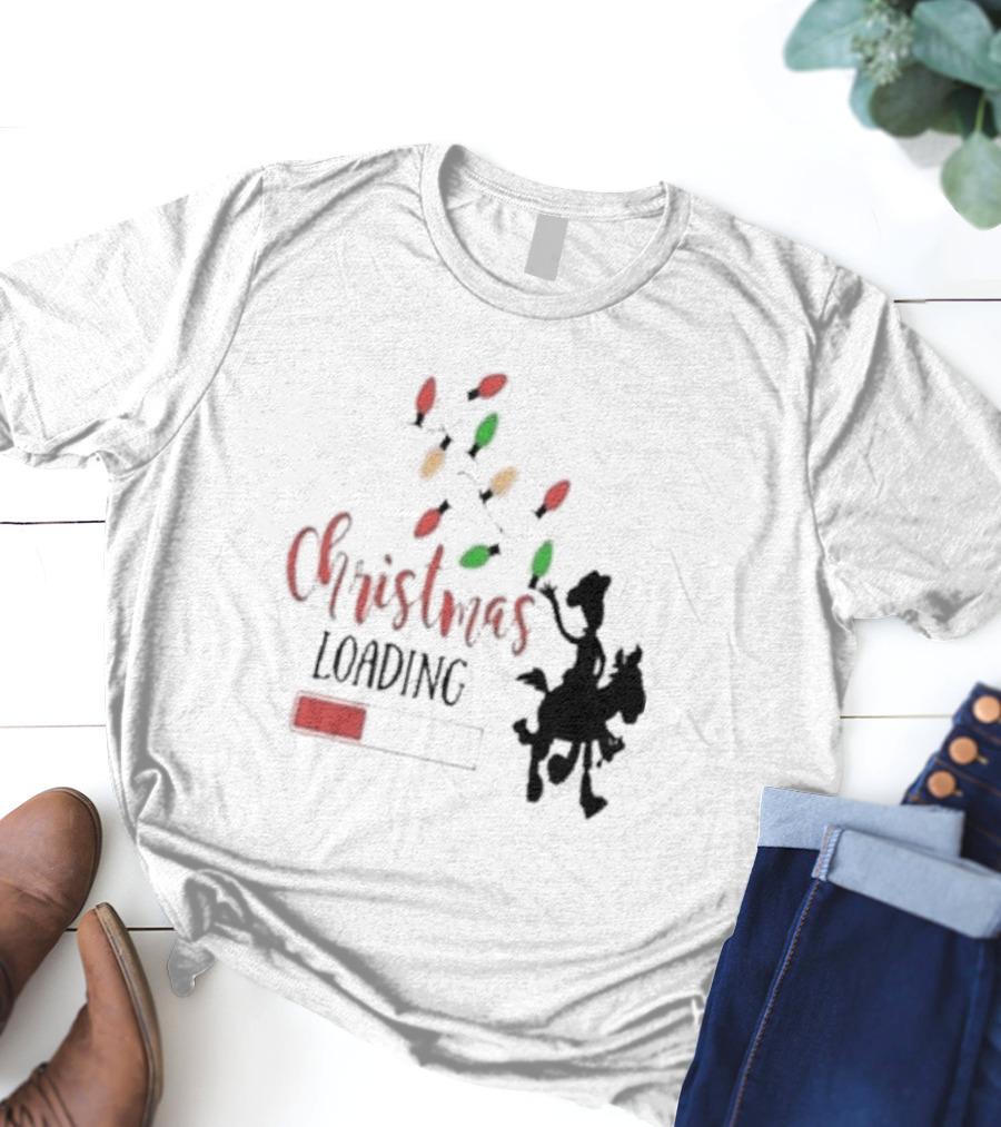 Christmas Loading Cowboy Silhouette With Festive Lights T-Shirt