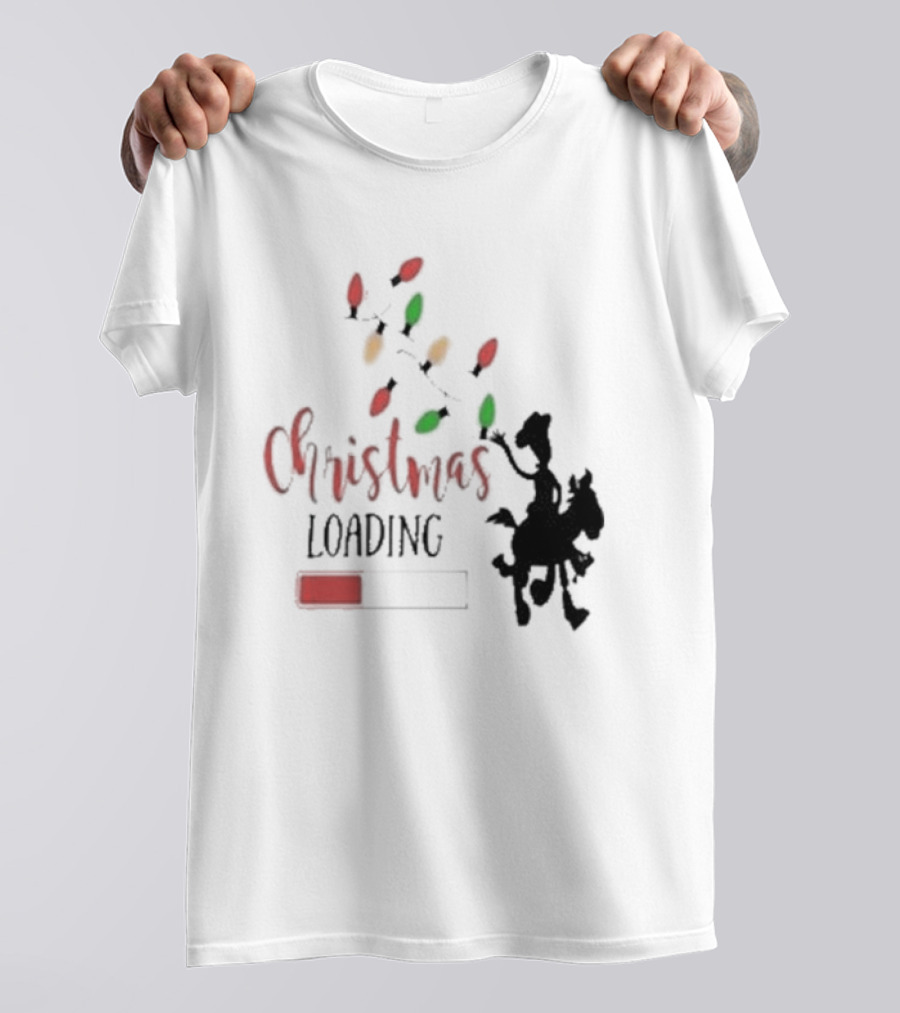 Christmas Loading Cowboy Silhouette With Festive Lights T-Shirt