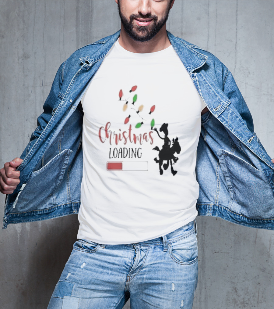 Christmas Loading Cowboy Silhouette With Festive Lights T-Shirt