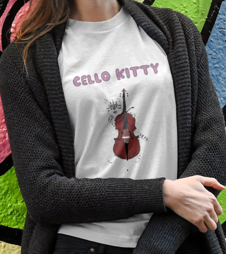Cello Kitty Cat With Red Cello T-Shirt
