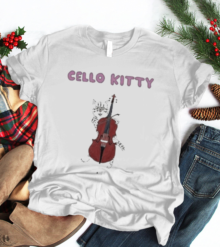 Cello Kitty Cat With Red Cello T-Shirt