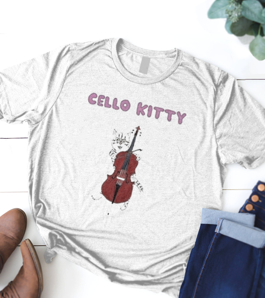 Cello Kitty Cat With Red Cello T-Shirt