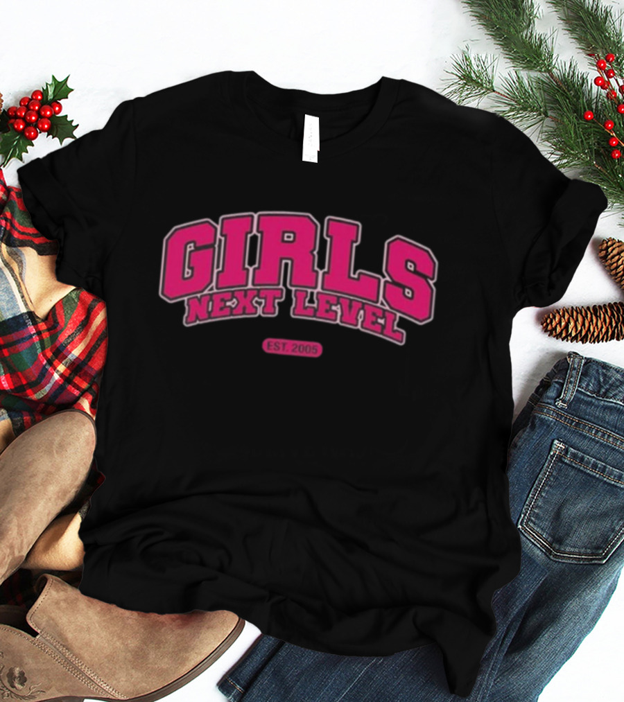 GIRLS NEXT LEVEL EST 2005 Pink Bold College T-Shirt