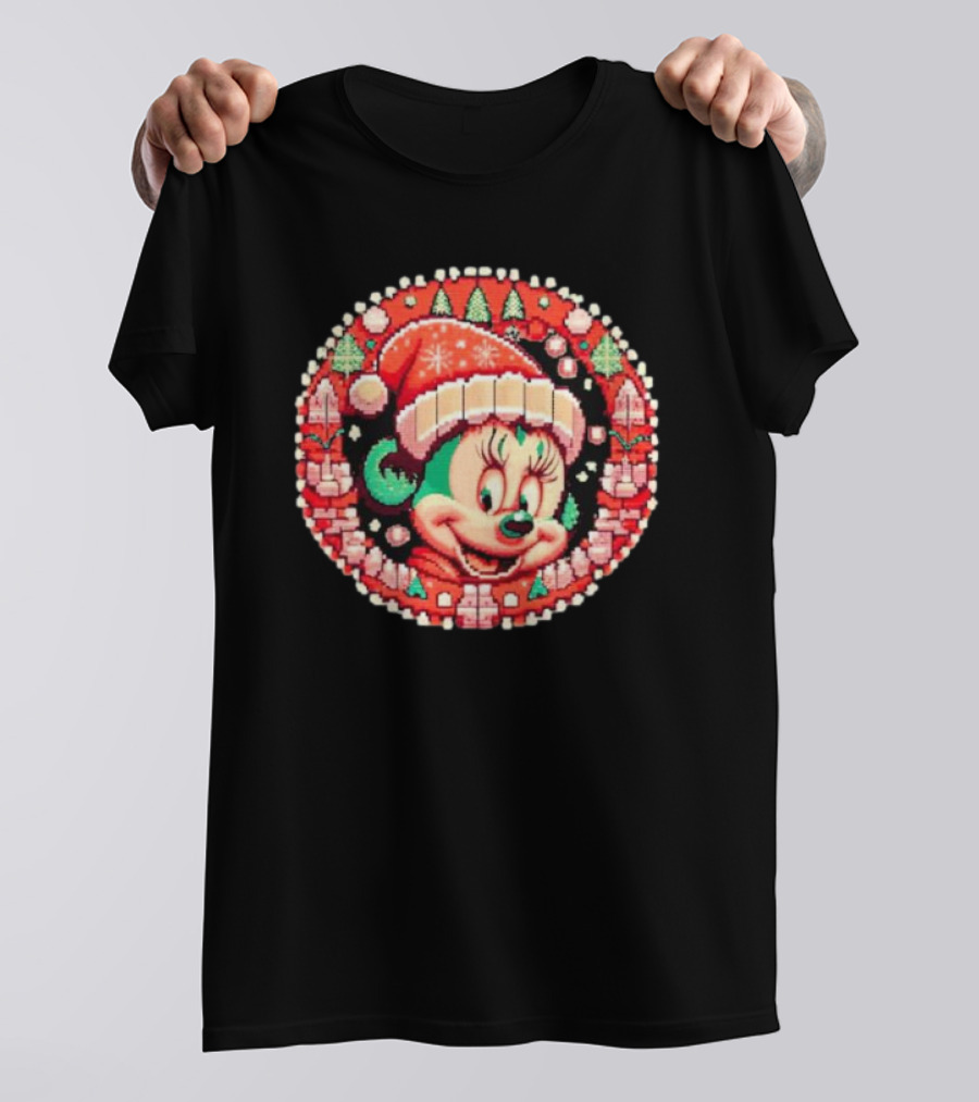 Minnie Mouse Christmas Sparkle Disney Magic Festive Holiday Santa Hat T-Shirt