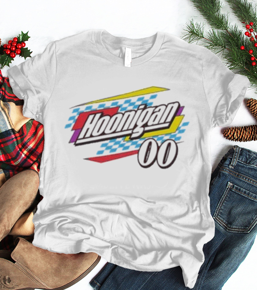 Best Hoonigan 00 Racing Style Checkered Stripes T-Shirt