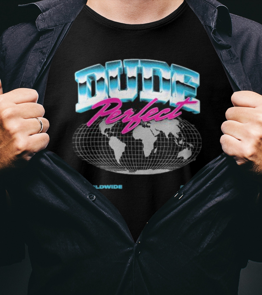 Dude Perfect Worldwide Overglow JP Retro Map T-Shirt