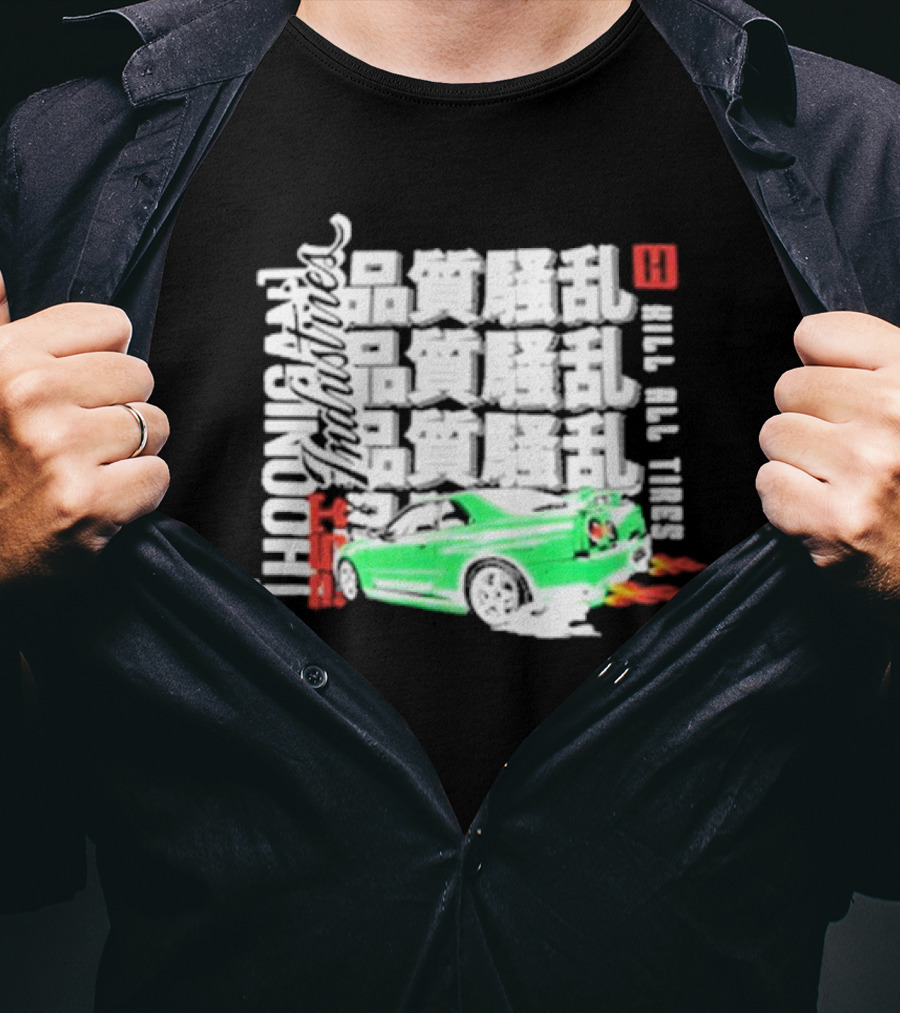 Hoonigan Industries Kill All Tires Green Car T-Shirt