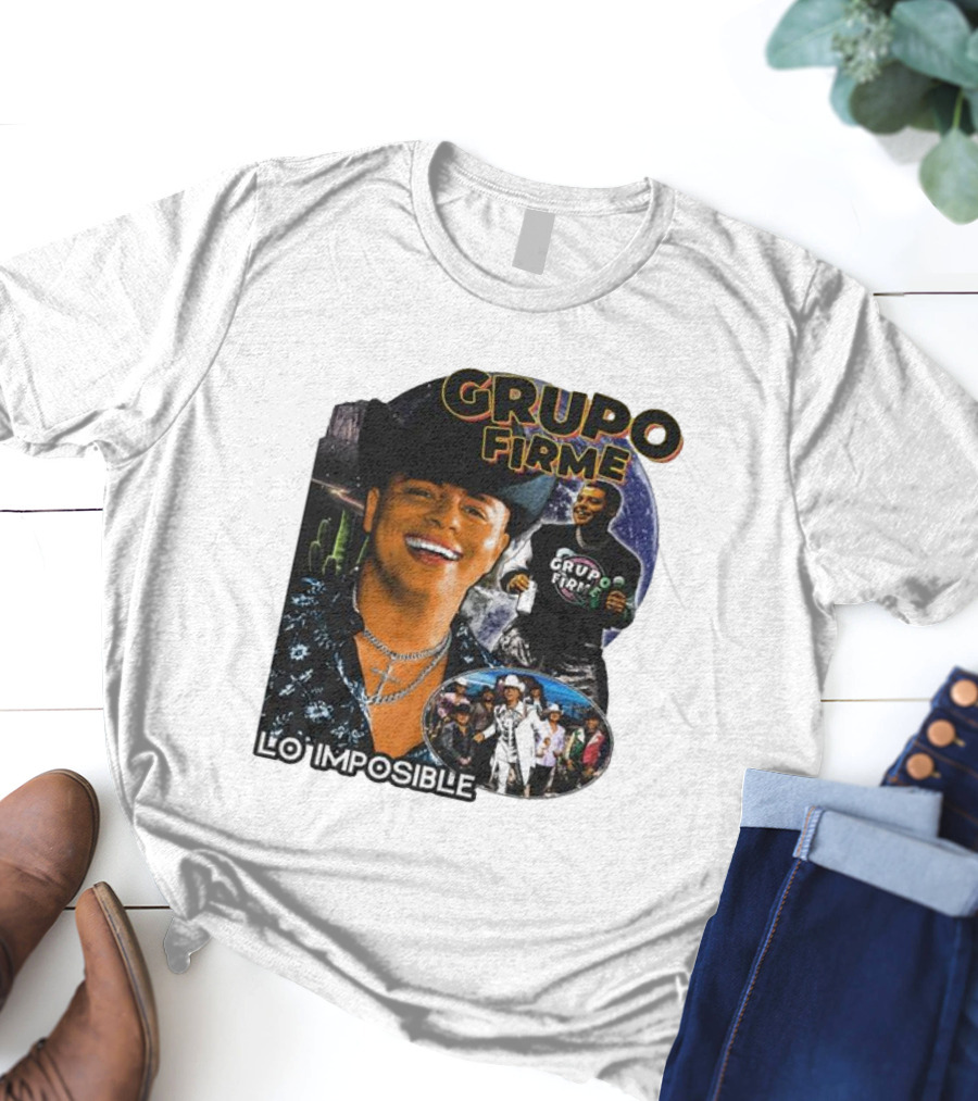 Grupo Firme Lo Imposible Cactus Cowboy Space Collage T-Shirt