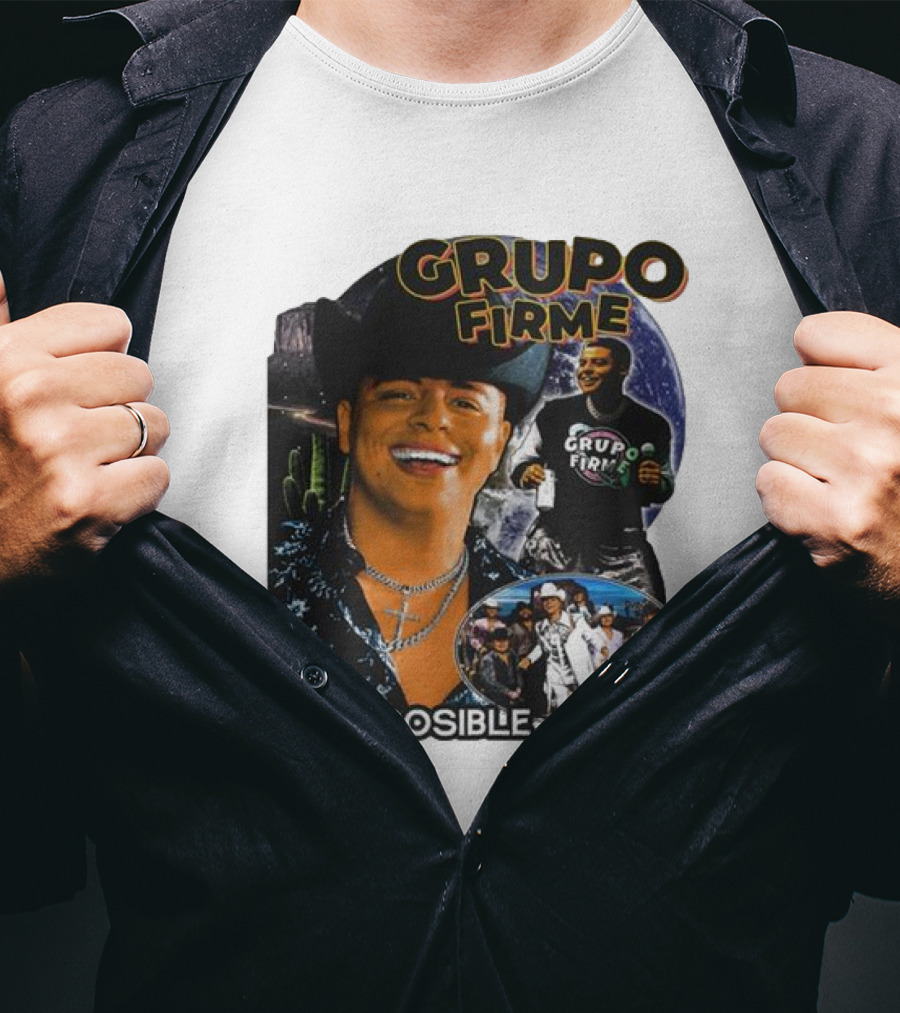 Grupo Firme Lo Imposible Cactus Cowboy Space Collage T-Shirt