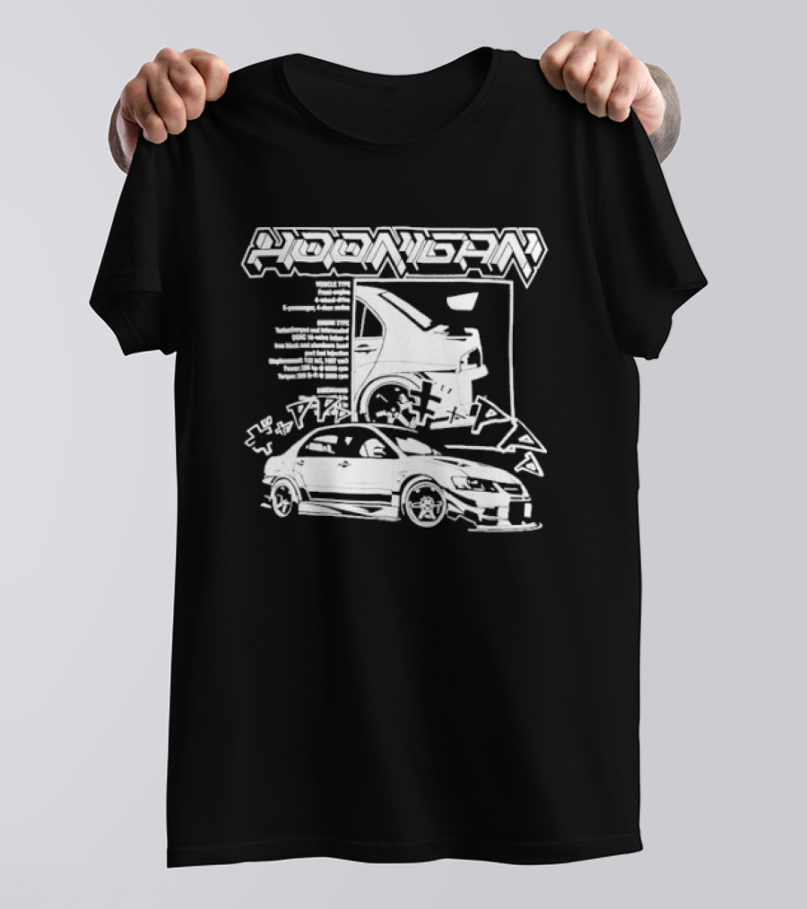 Hoonigan Racing Team 9nine9 Turbocharged Performance Car Graphic Japan Styling T-Shirt