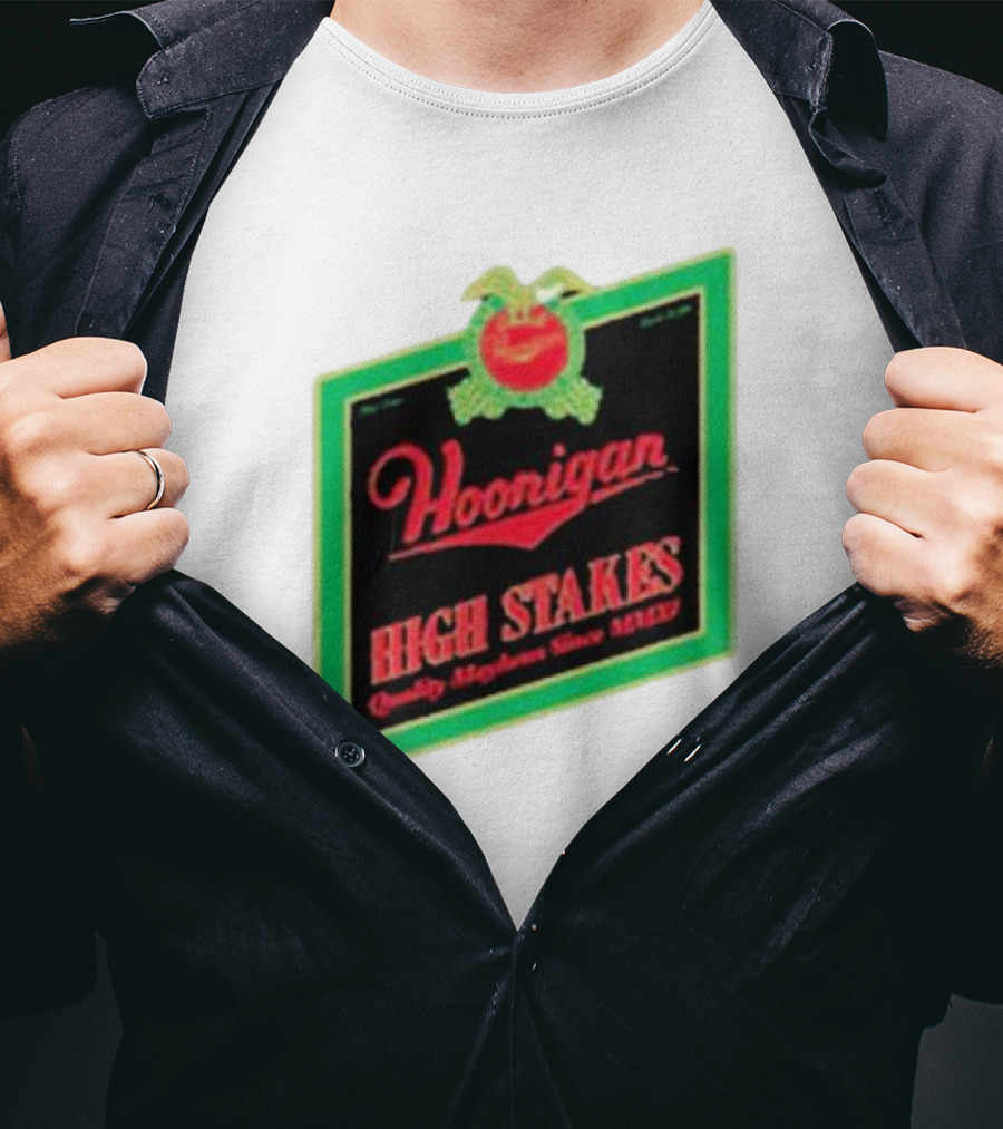 Hoonigan High Stakes Quality Mayhem Since MMXI Retro Apple Crate Label T-Shirt