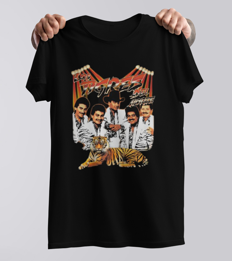 Los Tigres Del Norte Band Members With Tiger Image T-Shirt