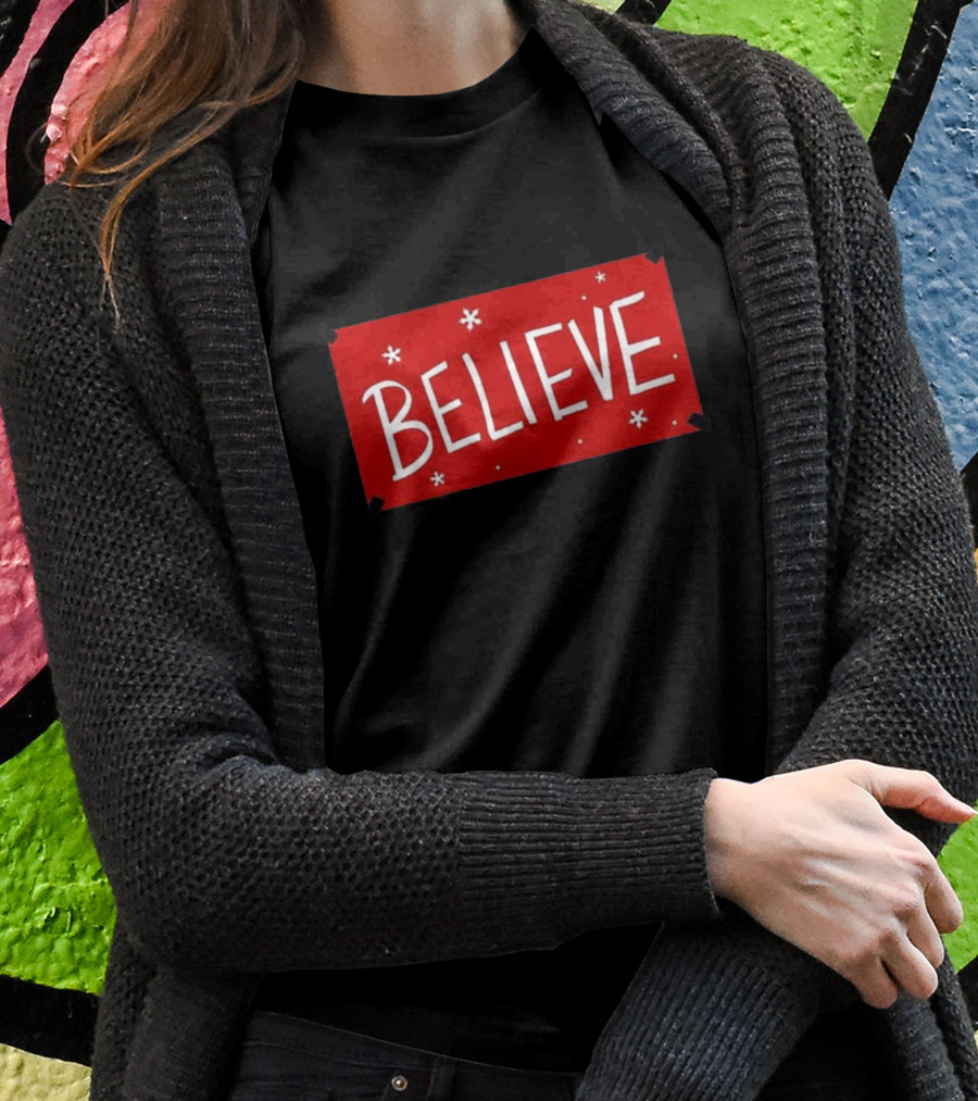 Believe Red Christmas Snowflakes T-Shirt
