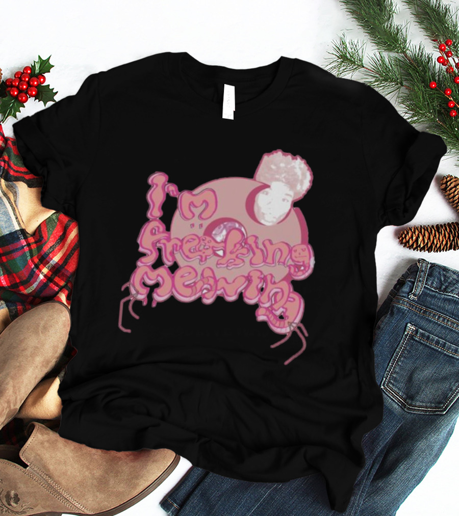 I’m Freaking Mewing Pink Cartoon Style With Portrait And Whiskers T-Shirt