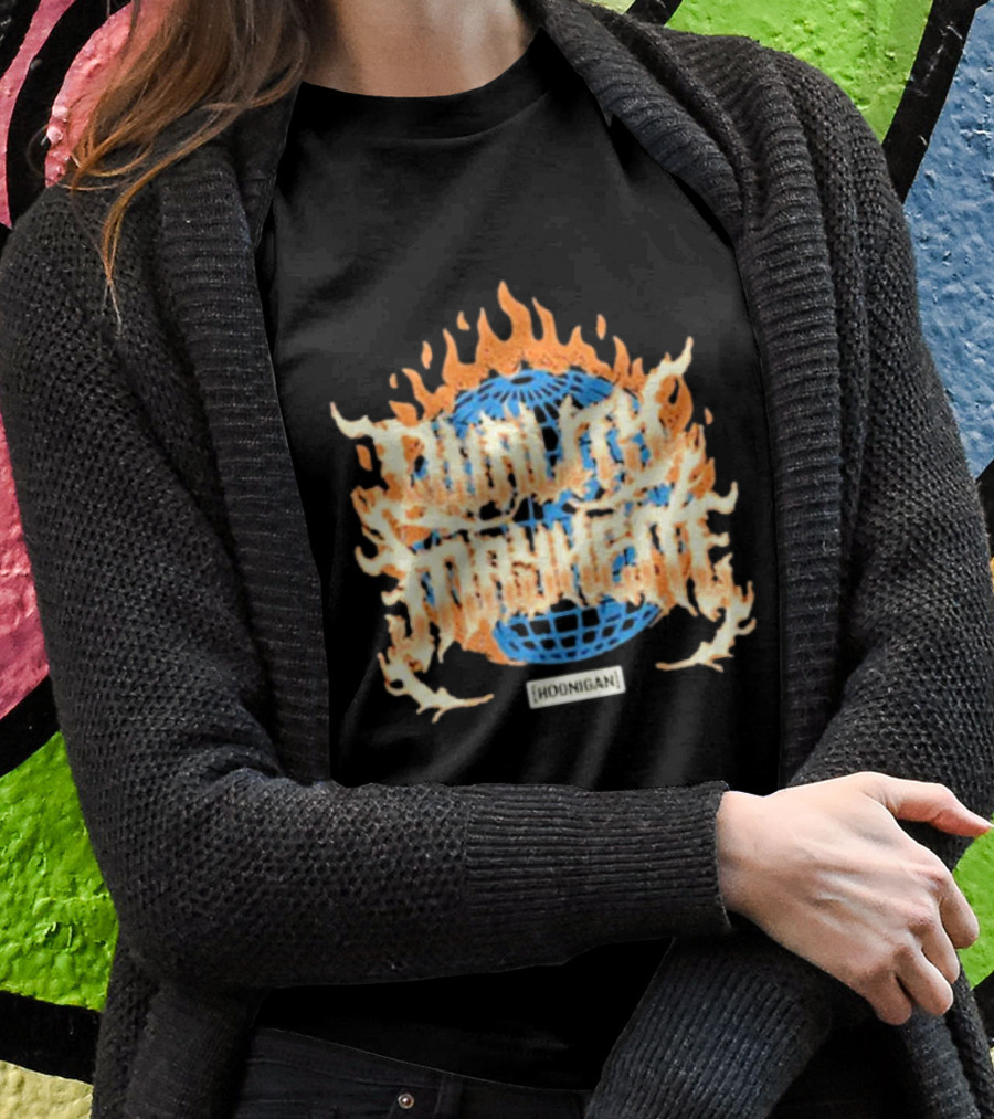 Hoonigan Burnt Mayhem World Globe Flames T-Shirt