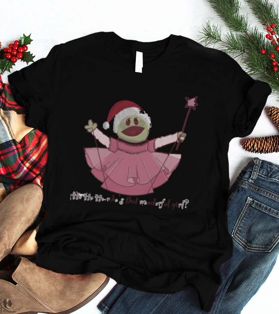 Nanalan Ho Ho Ho Santa Hat Pink Dress Star Wand Holiday T-Shirt