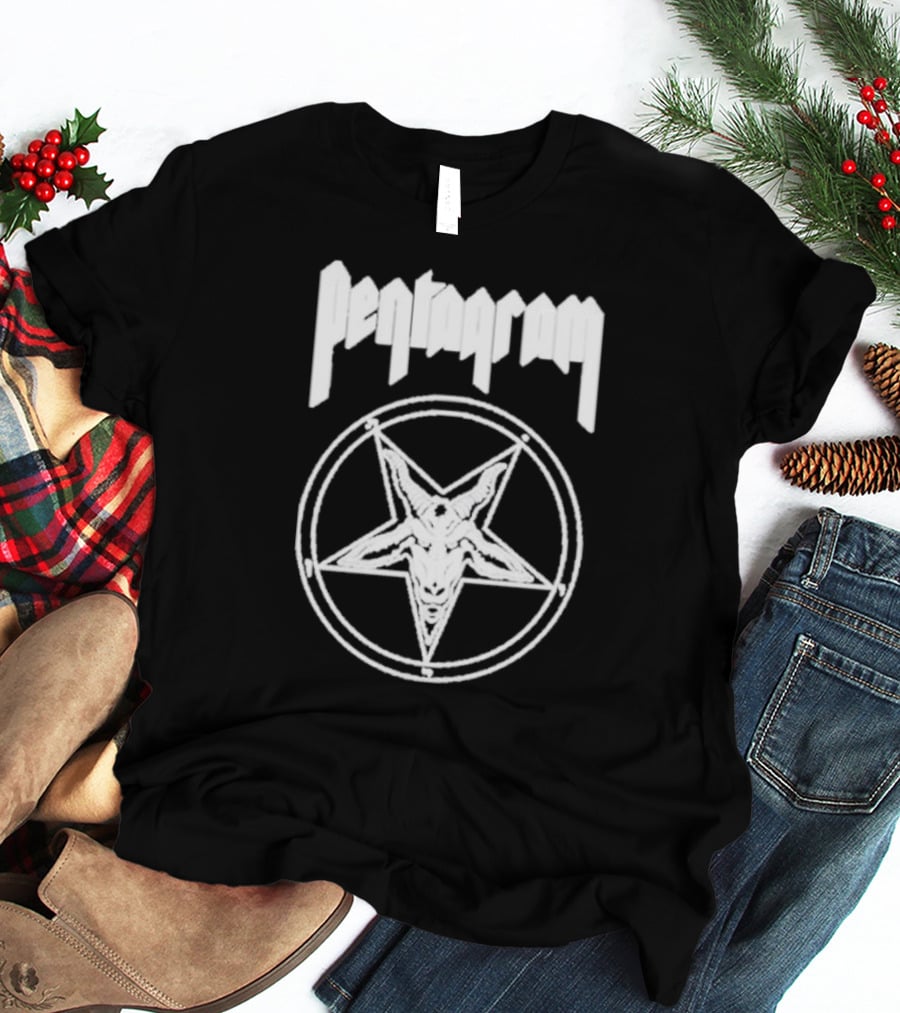 Pentagram Goat Head Circle Night Shift T-Shirt