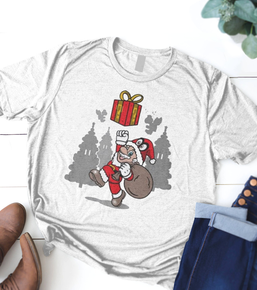 Super Merry O Super Mario Santa Claus Christmas Nintendo Funy T-Shirt