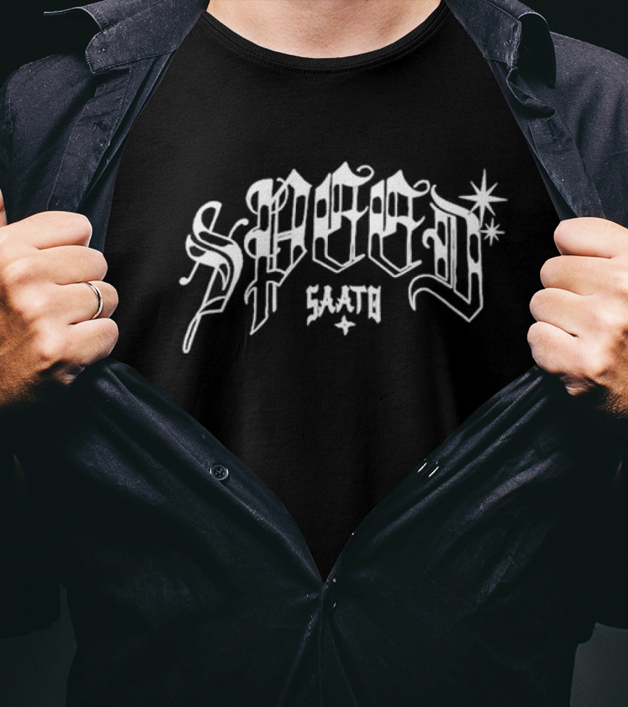 Speed Saato Vintage Tattoo Font Starburst T-Shirt
