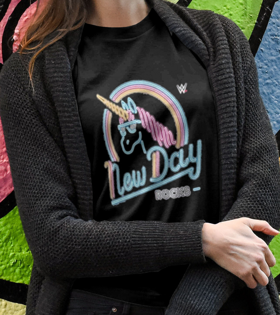 The New Day WWE Neon Unicorn Rocks Ripple Junction T-Shirt