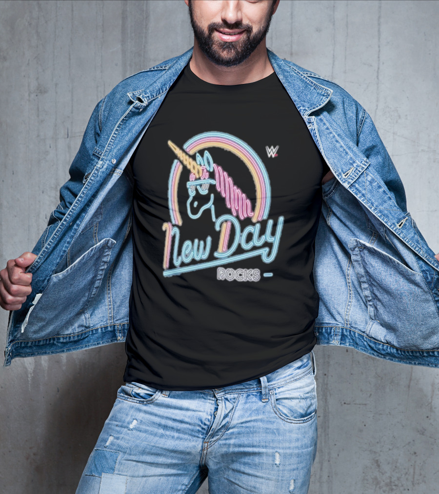 The New Day WWE Neon Unicorn Rocks Ripple Junction T-Shirt